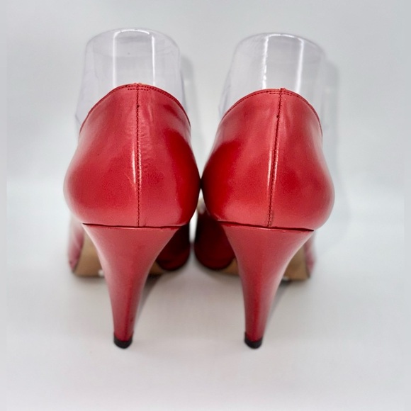 LULU GUINNESS Red Leather 3” Heels Old Style Diamond Accents Size: 39/ US:8 - Picture 2 of 7